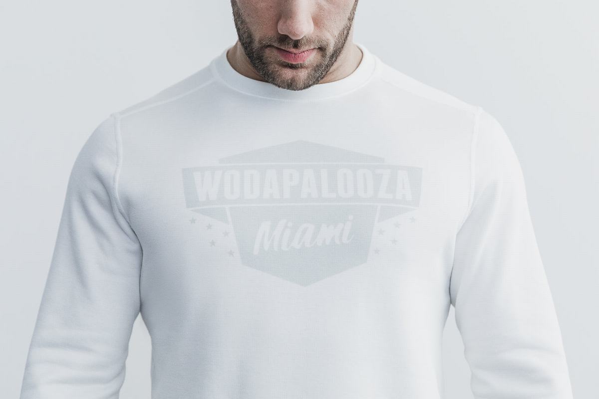 Nobull Wodapalooza Crew Men's Sweatshirts White | Australia (ZS2415)